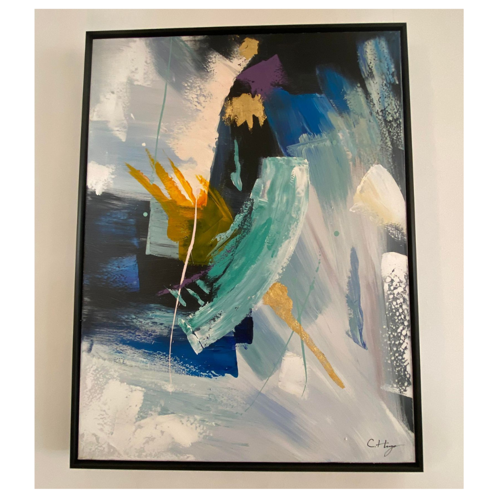 Tableau encadré - Abstrait bleu