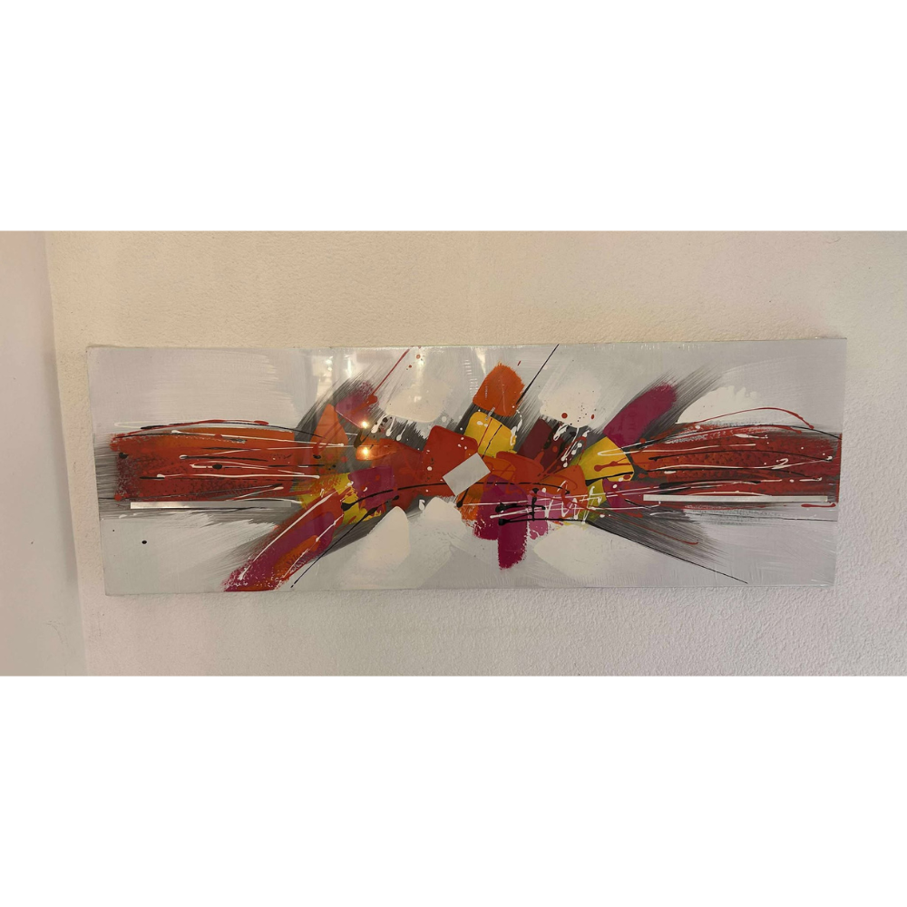 Tableau Abstrait - Rose, jaune, rouge