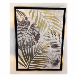 Tableau encadré - Feuilles noir et or