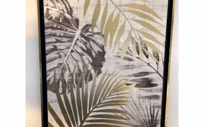 Tableau encadré – Feuilles noir et or