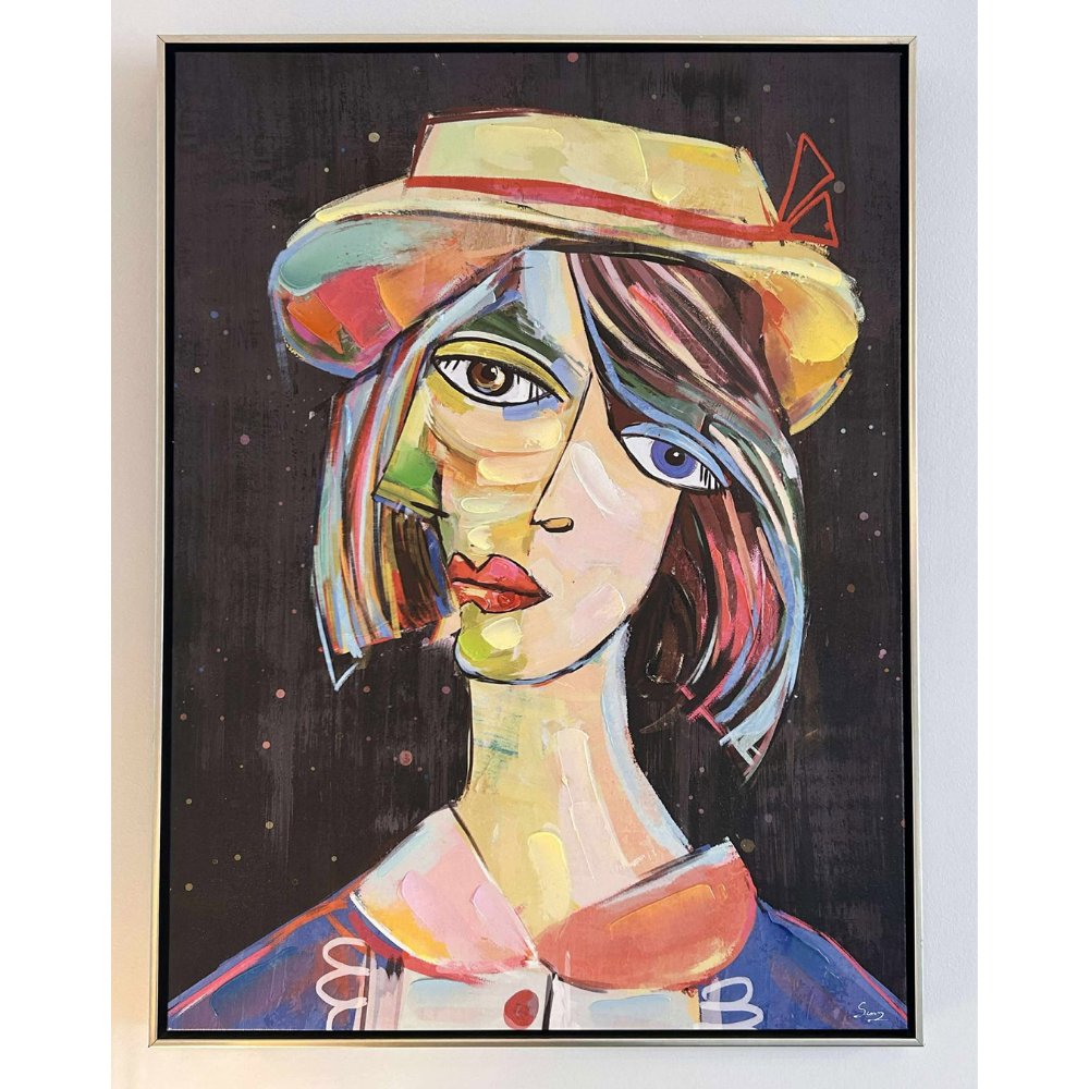 Tableau encadré - Visage coloré